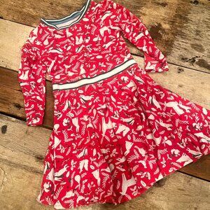 Mini Boden Red Woodland Holiday Dress 7/8
